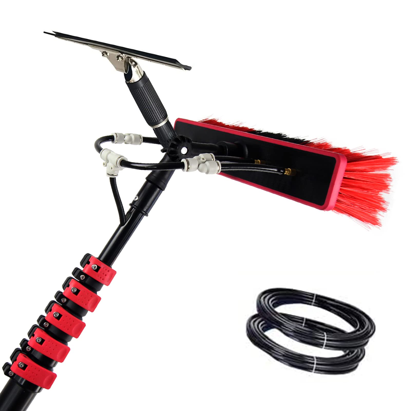 ASerZenith Telescopic Window Cleaning Kit - 3.6-10.8M Extension Pole, Water-Fed Brush & Squeegee, Ideal For Solar Panel & Window Cleaning, High Reach Water Fed Poles,Size-1 Count(Pack Of 1)