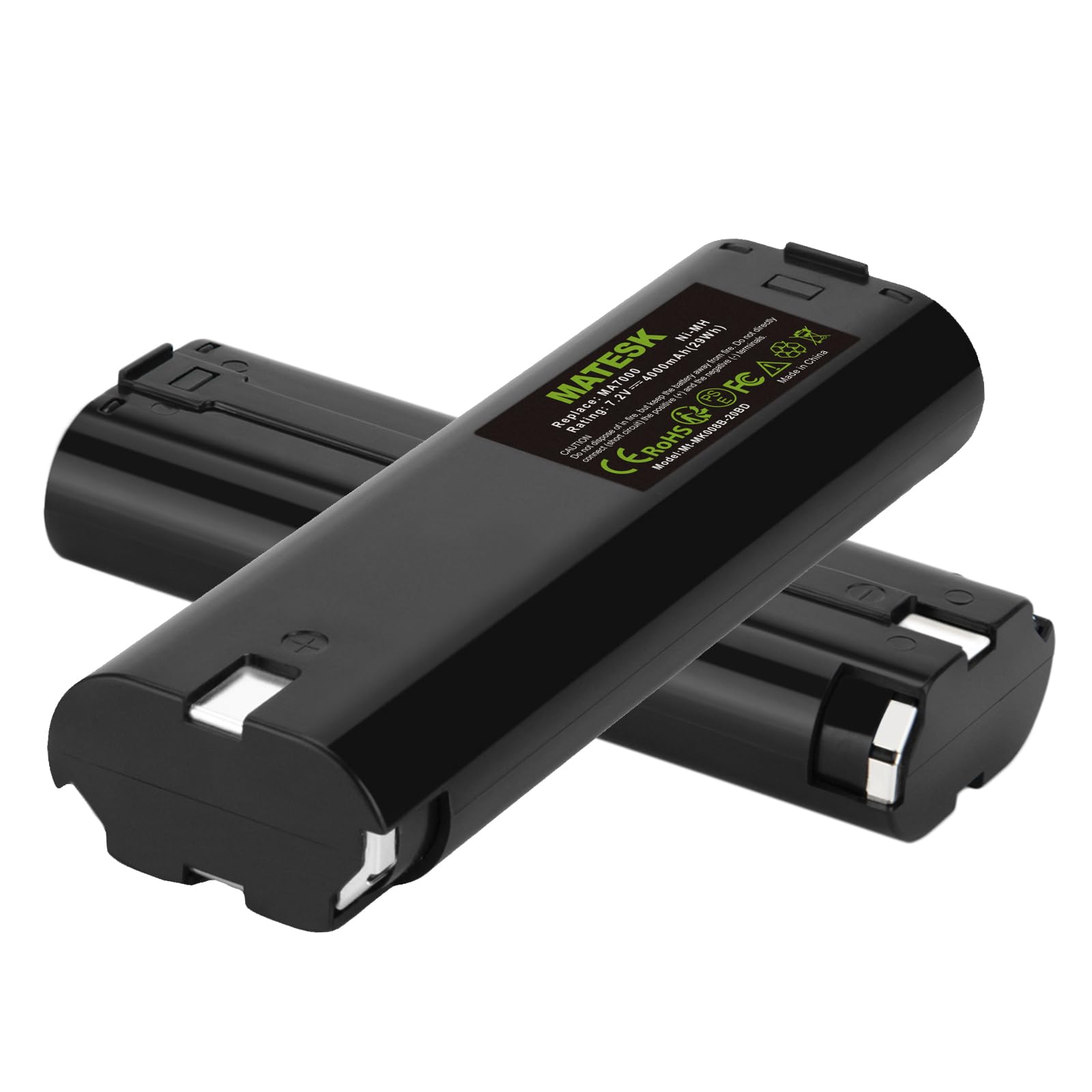 7.2V 4000mAh NI-MH Batterie pour Makita 7000 7033 7002 6012D 6018D 6019D 6019DW 6912D DA301D 3700D 4071D 6018D 6075D 6172D DA301DW DA302DWB 6172DW (2 pièces)