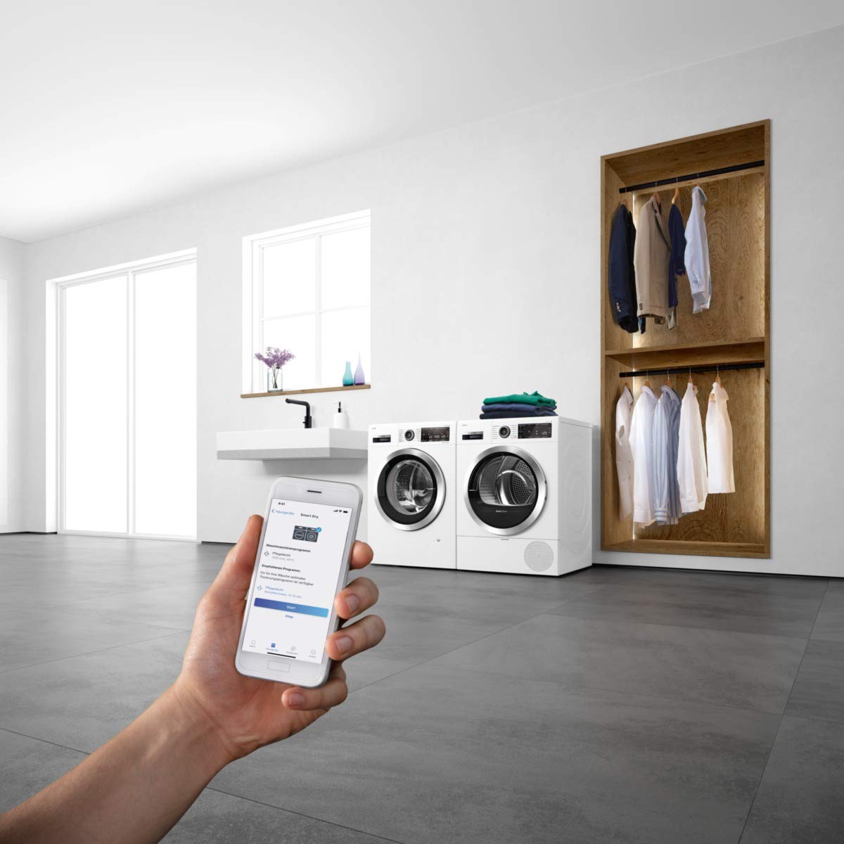 Bosch WTX87E40 HomeProfessional Smarter Wärmepumpen-Trockner, 9 kg, IronAssist Dampf zum Entknittern, Sensitive Drying System textilschonende Trommelstruktur, AutoDry optimale Trocknung