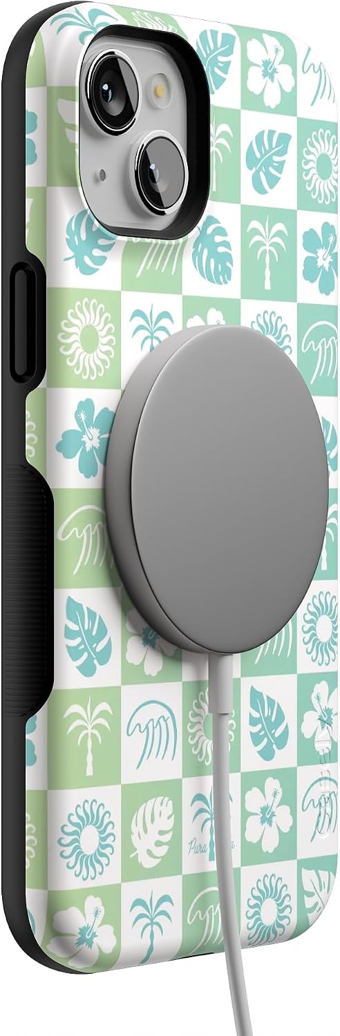 Casely iPhone 15 Case | Pura Vida | Coastal Checkers | Bold Protective Design | Compatible with MagSafe