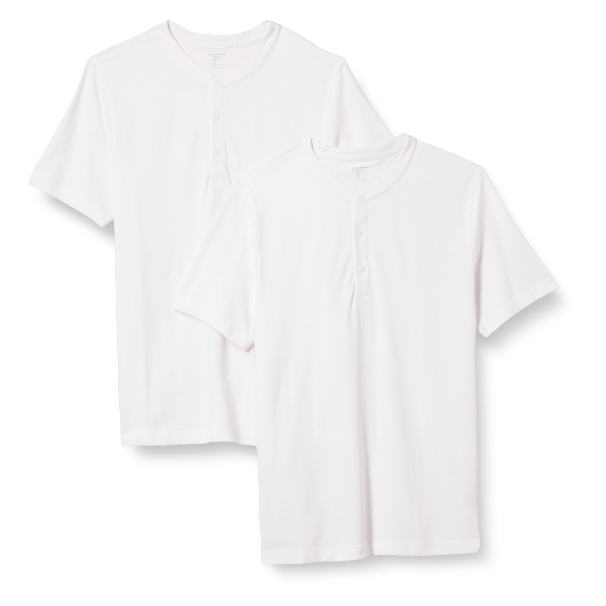 Amazon Essentials Men's Slim-Fit Short-Sleeve Pique Henley Shirt, Pack of 2, White, Medium