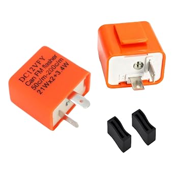 2 Pcs Universal 12V 2 Pin Flasher Relay, Motorcycle LED Turn Signal Flasher Relay Adjustable Speed Waterproof for Bike, LED Indicator Lights, Compatible with Most Motorcycles Bicycles Motorbikes