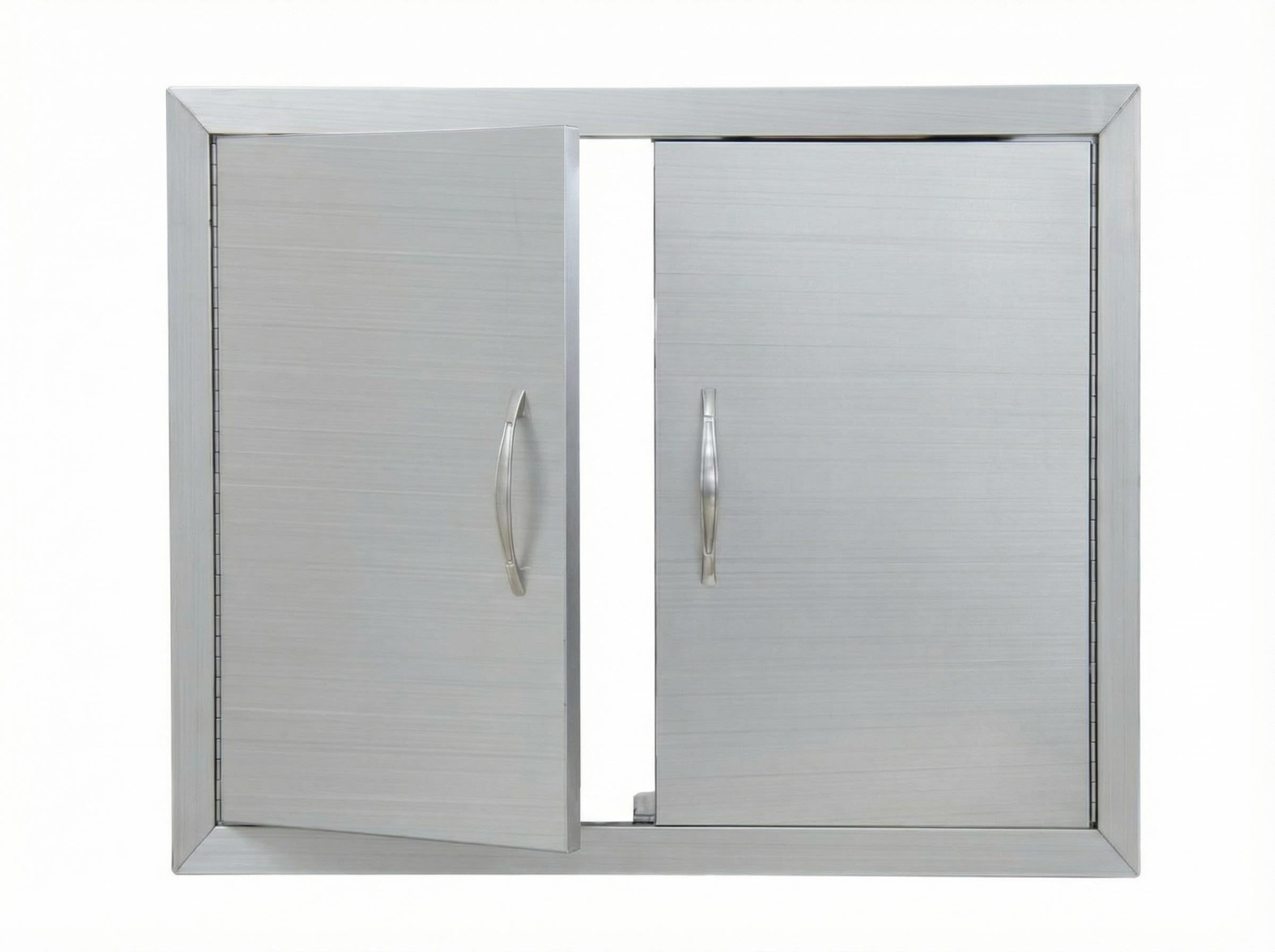 Garvee Puerta Doble para Cocina Exterior 77,5 × 53,3 cm, Acero Inoxidable, Puerta de Acceso BBQ Empotrable con Cierre Magnético, Resistente al Agua y a la Corrosión