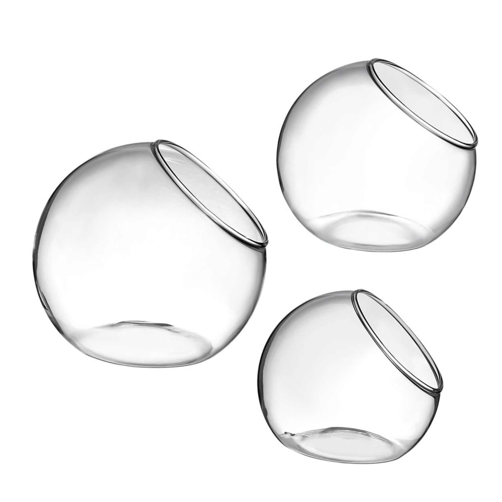 INOOMP Set da 3 Terrari in per Piante Grasse e Bromelie, Design Moderno Inclinato, Apertura Facile senza Bave, per Decorazioni Casa e Regali