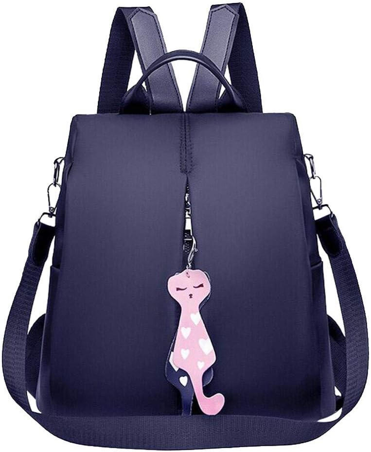 SicongHT Women Fashion Oxford Student Bag Medium Backpack Shoulder Bag Travel Rucksack Bag with Cat Pendent(Blue) SicongHT Women Fashion Oxford Student Bag Medium Backpack Shoulder Bag Travel Rucksack Bag with Cat Pendent(Blue)