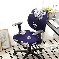 Vista 10 de LINGXIYA Funda de asiento elástica dividida, fundas para silla de computadora de oficina, funda de silla giratoria impresa, fundas protectoras
