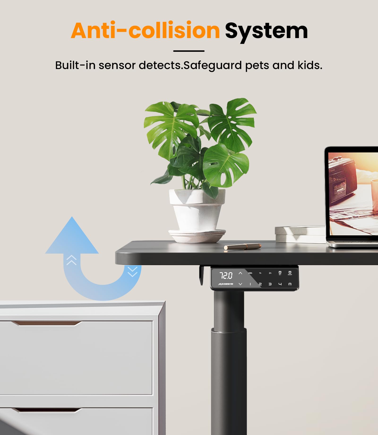 MAIDeSITe EL2 Pro Art Marco de Escritorio Elevable Eléctrico Pluscon Diseño de Pata Ovalada, Mesa Elevable Escritorio de Doble Motor Capacidad de Carga de 180 kg, 4 Control de Memoria