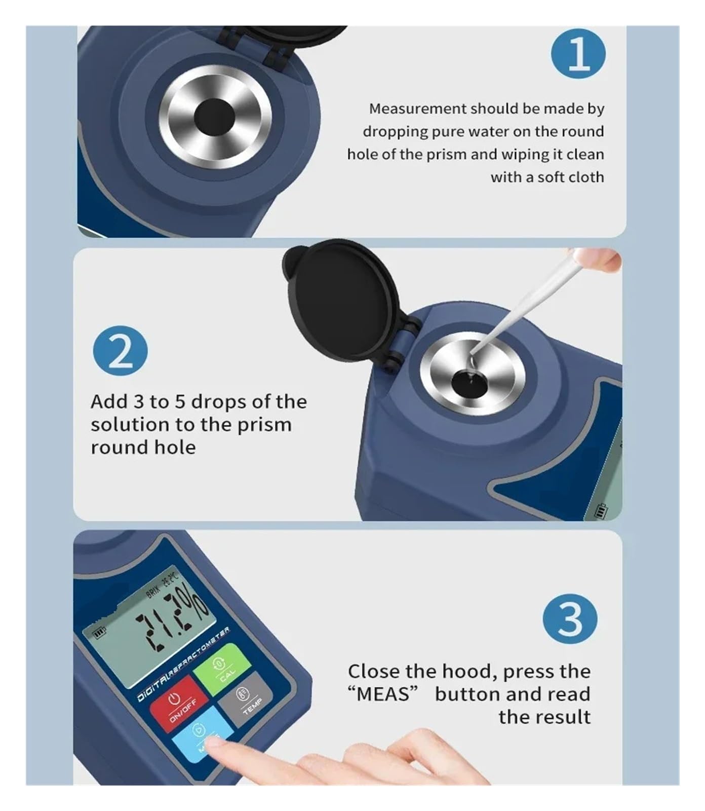 Refractómetro digital Brix Meter, probador de contenido de azúcar for jugos de frutas y bebidas, instrumento de medición preciso Respuesta Rápida