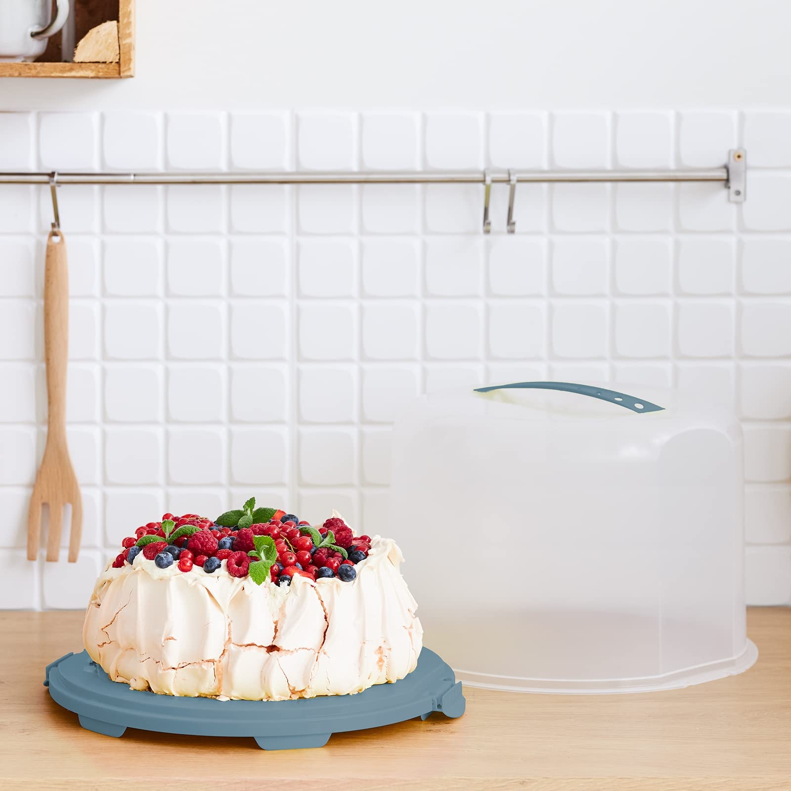 Rotho Fresh Dzwonek na tort XL, tworzywo sztuczne (PP), nie zawiera BPA, niebieski/przezroczysty (35,5 x 34,5 x 26,0 cm)