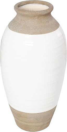 Miniatura 3 de Deco 79 Jarrón de cerámica con cuerpo blanco, 12 x 12 x 25 pulgadas, gris, tamaño grande