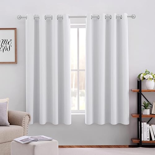 Homeideas - Cortinas opacas de 52 x 63 pulgadas de largo, juego de 2 paneles de cortinas para oscurecimiento de habitación, térmicas, con ojales,