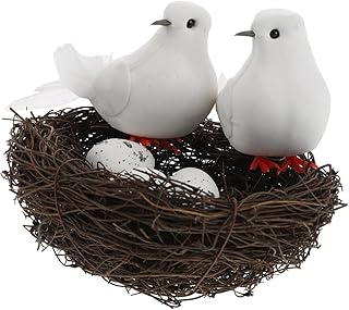 HOMSFOU 3 Sets Pigeon Model Desk Topper Miniture Decoration Outdoor Decorations Artificial Twig Fake Bird Nest Foams Birds Breeding Nest Artificial Bird Artificial Nest Adornment White Egg