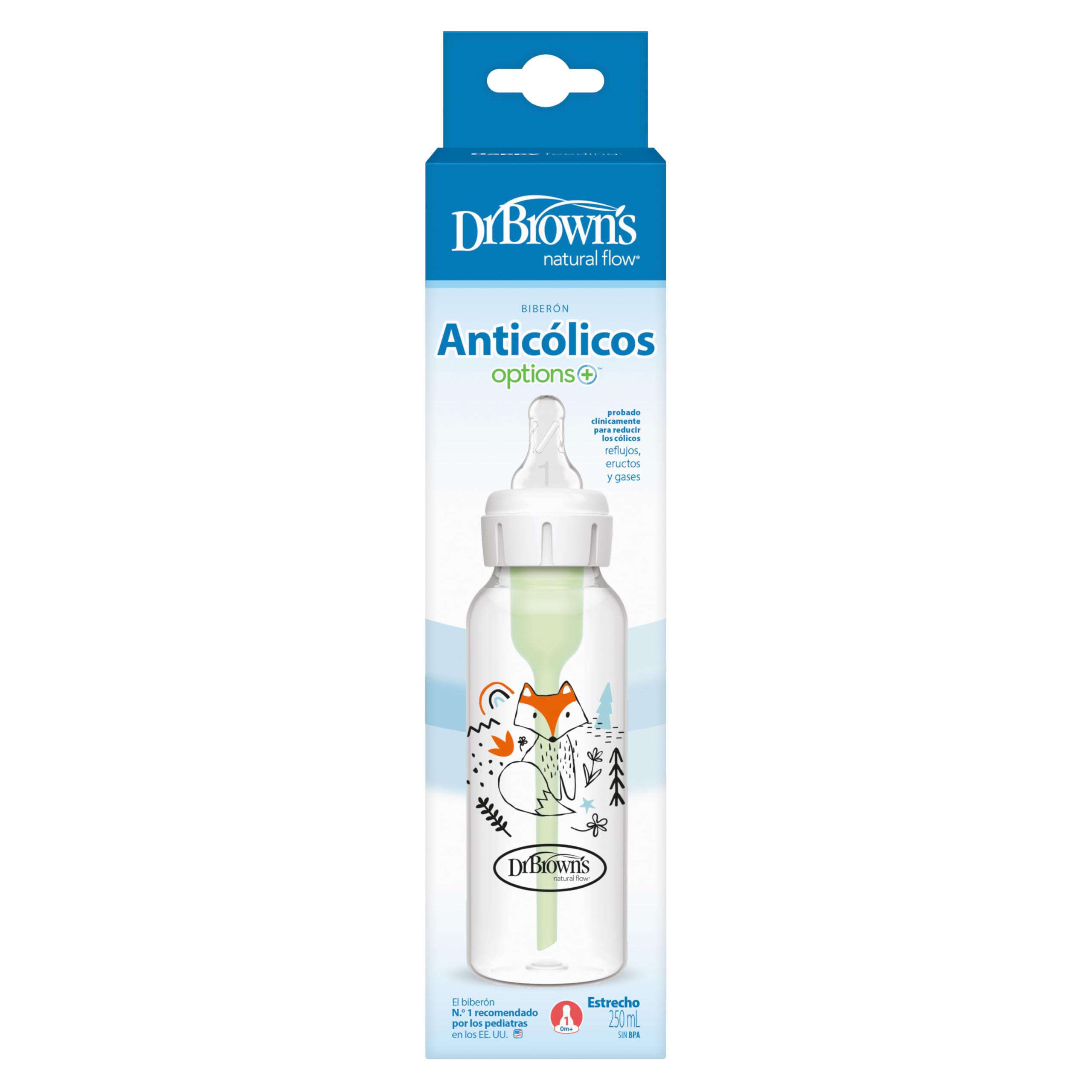 Dr. Brown 's Options – Biberon Standard, 250 ml, colore: blu