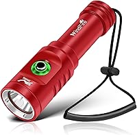 Vista 13 de Linterna de buceo WindFire, linterna impermeable para buceo 262 pies bajo el agua, linterna recargable para snorkel con 4 modos y indicador
