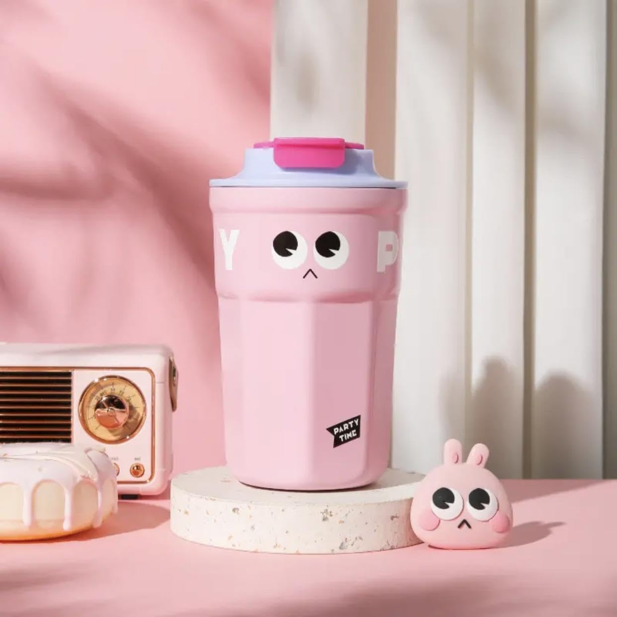 Cute Women's 12 oz Coffee Mug, Double Wall Stainless Steel Coffee Mug, Reusable, Leakproof Travel Mug with Lid and Handle, Great Gift for Women and Girls - Image 3