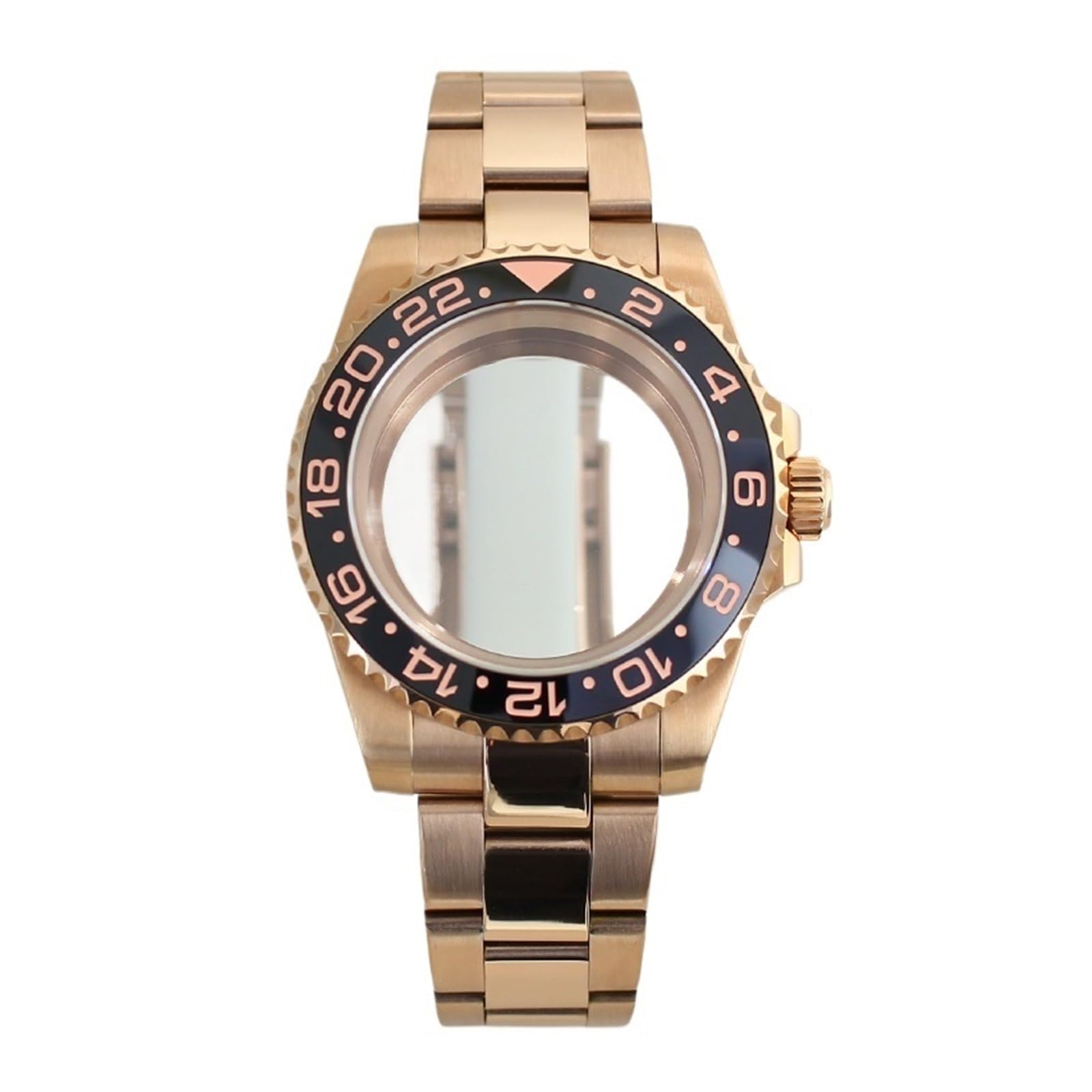 1 szt. Różowozłota koperta zegarka nurkowego 40 mm, polerowany pasek, ceramiczna ramka do szkła szafirowego Miyota 8215