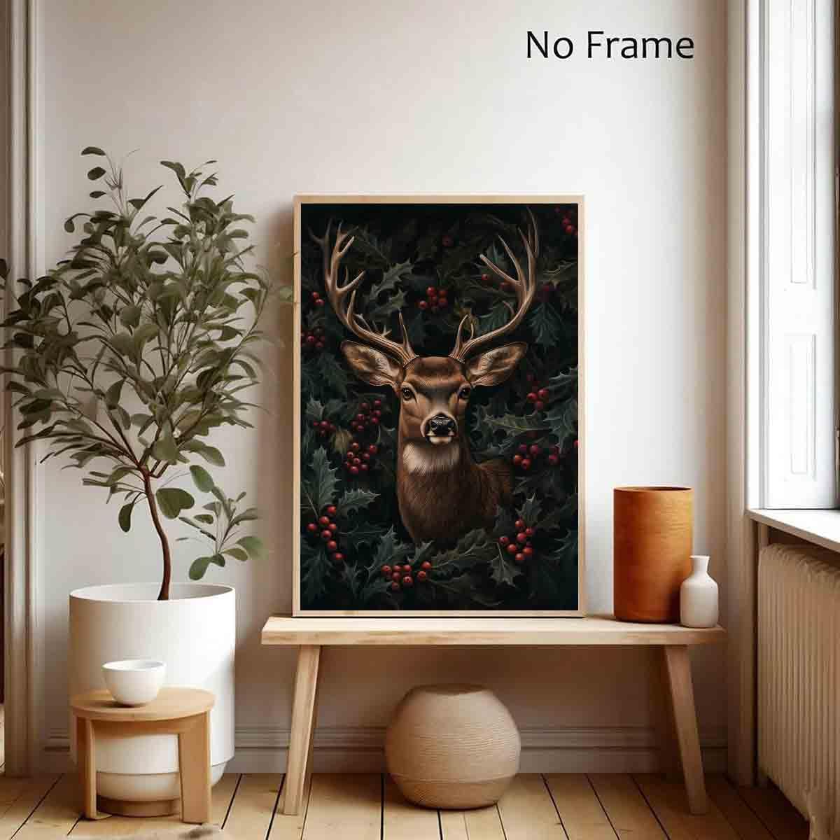 Vintage Deer Canvas Wall Art Vintage Animal Wall Art Country Deer Poster Retro Gothic Picture Gothic Botanical Piacture Wildlife Animal Pictures William Morris Art Prints Living Room Decor 16x24inch No Frame - Image 7
