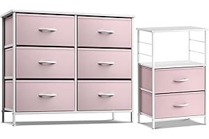 Sorbus Nightstand Kids Drawer Dresser Chest Bundle - Pink Set