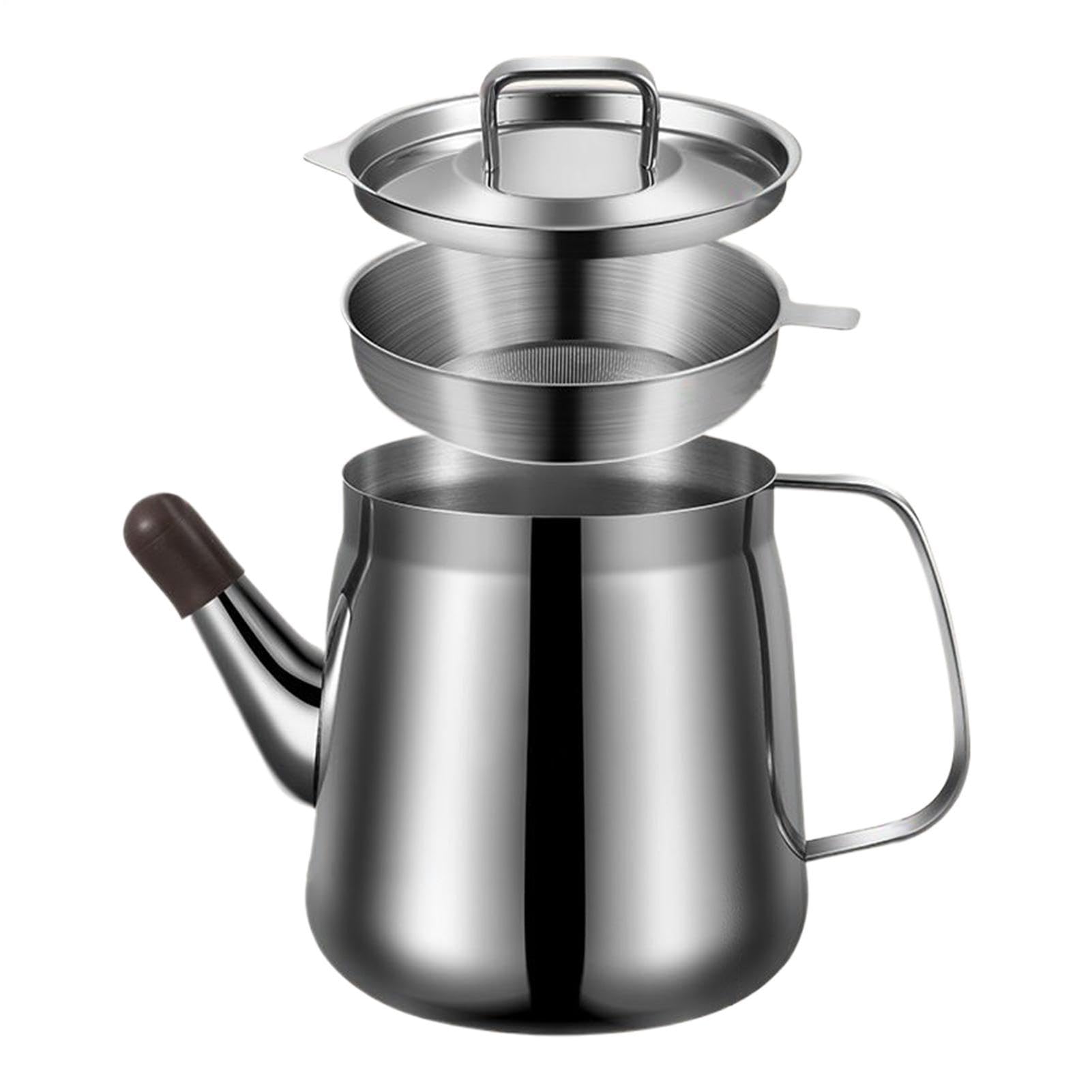 Evita quemaduras con este filtro de cocina para aceite de acero gran capacidad y resistente