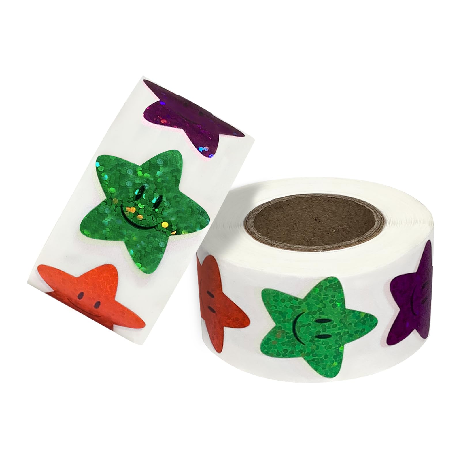 500 Pcs Star Smiley Stickers for Rewarding Student Behaviour, 8 Colour Glitter Star Stickers for Teachers, Student Behaviour Sheets, Handbooks, Greeting Card Decorations (2 Pack)