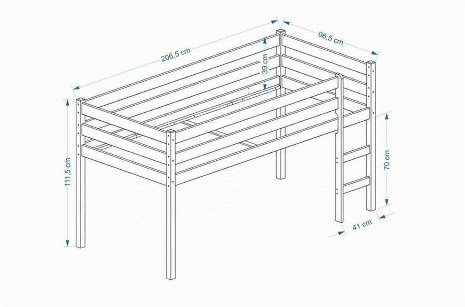 AVANTI TRENDSTORE - Konrad - Struttura di letto a soppalco con scaletta in legno di pino massiccio, disponibile in 2 diversi colori. Dimensioni: LAP 97x113x207 cm (Marrone)