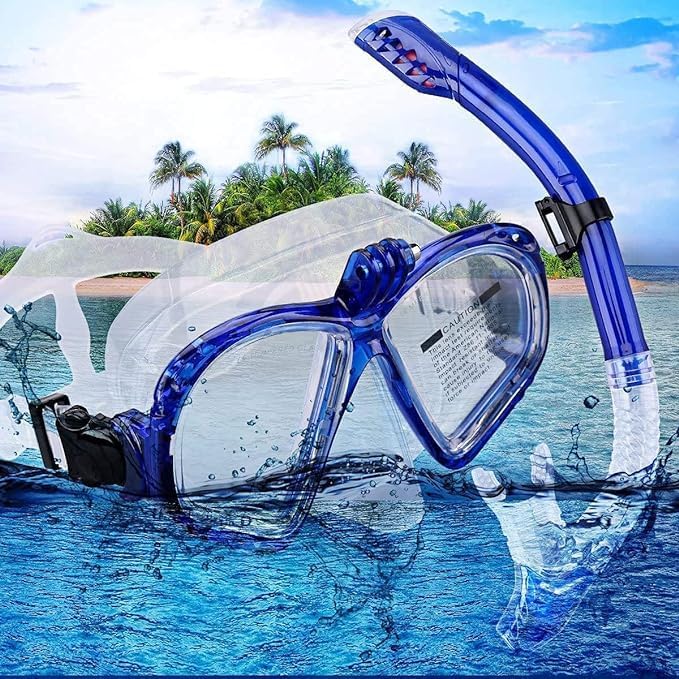 RELEMTRA Snorkel mask with Dry top, Anti-Fog and Anti-Leak Snorkel Set, Diving mask with Waterproof Equipment for Adults and Children