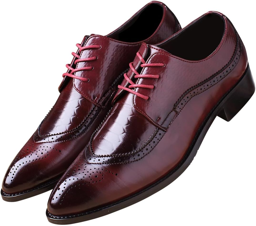 Men's Oxfords Wingtip Formal Leather Prom Dress Wedding Shoes for Men