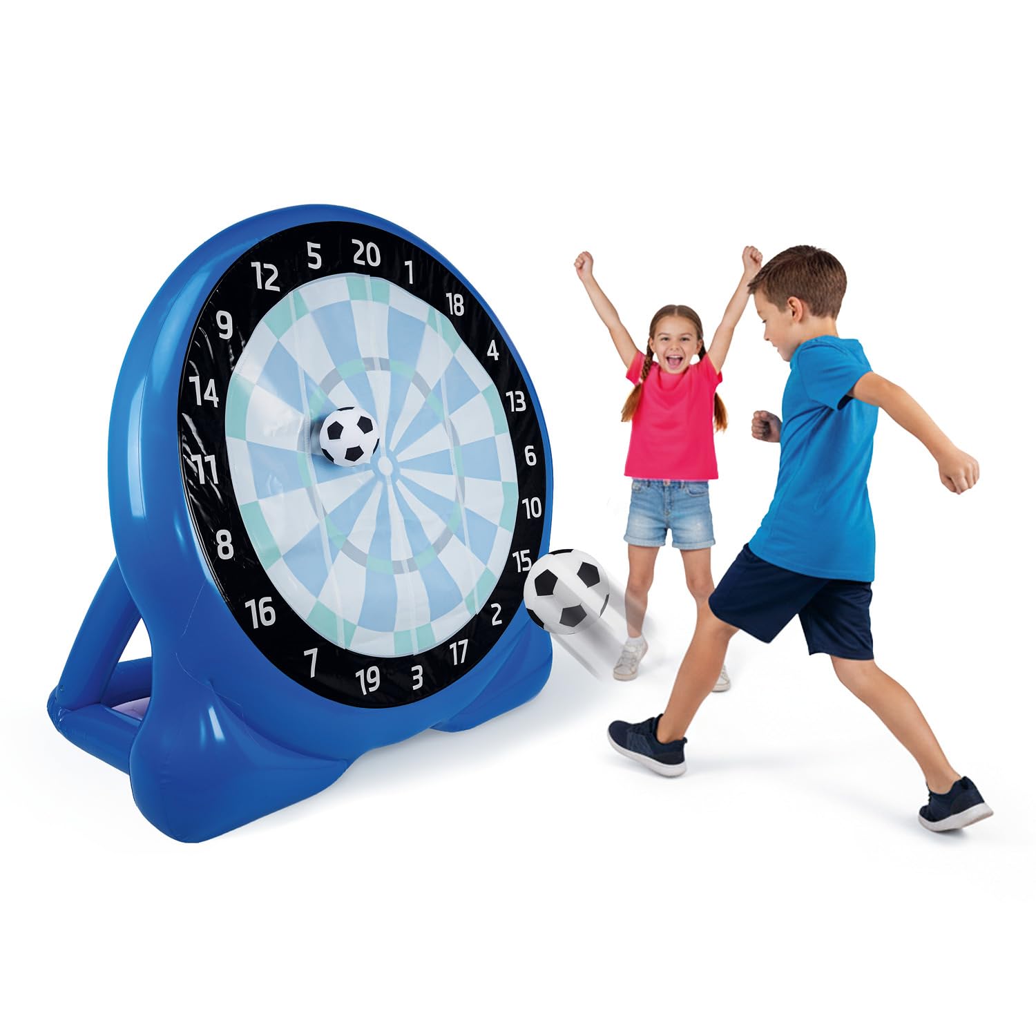 EASYmaxx Fussball Dart aufblasbar Outdoor Komplett-Set mit 2 Bällen, aufblasbare Dartscheibe Fußball mit 107 cm Trefferfläche | ab 6 Jahren | stabil mit Wasserkammer | für Garten, Unterwegs & Events