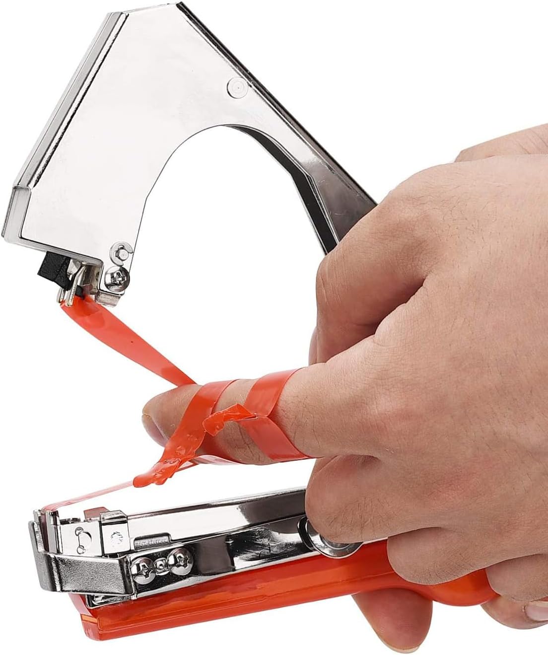 Plant Tying Machine, Lightweight Vine Tying Tape Machine Tool with 10000 Staples and 10 Rolls Tape for Tomatoes, Grapes and Vegetable Garden (Red)