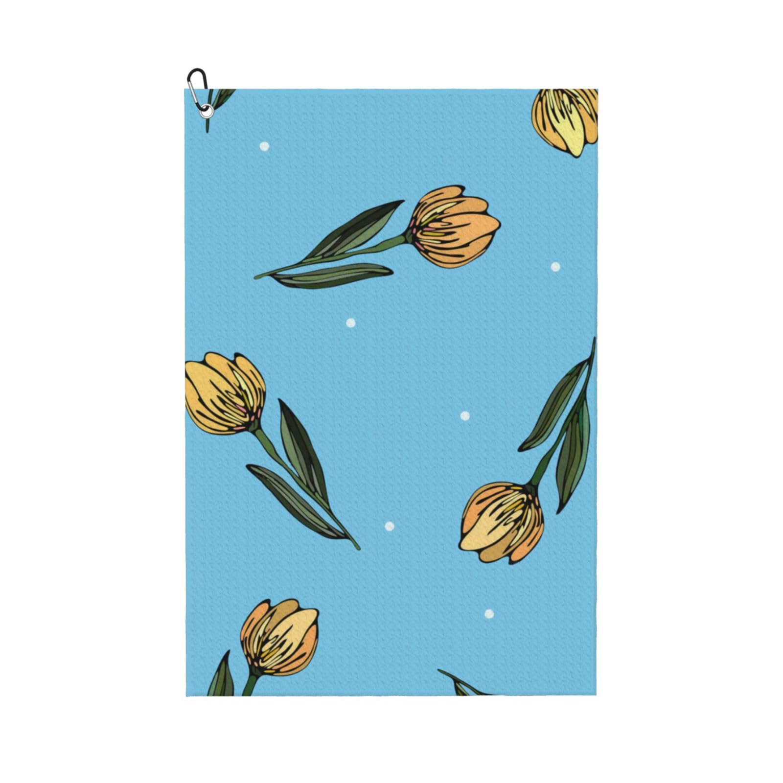 Hnnkloy Hand Drawn Yellow Tulips, 16x24 in Portable Waffle Golf Towels with Carabiner Clip for Golf Bag