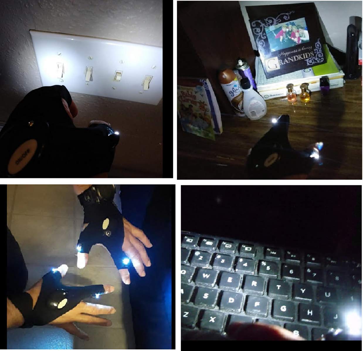 XIANGZHU 2 Pairs Flashlight LED Gloves, Fingerless LED Flashlight Gloves, Birthday Gift for Man, Hands Free Flashlights for Night Fishing, Repair, Camping, Hiking, Running, Party Light. 2