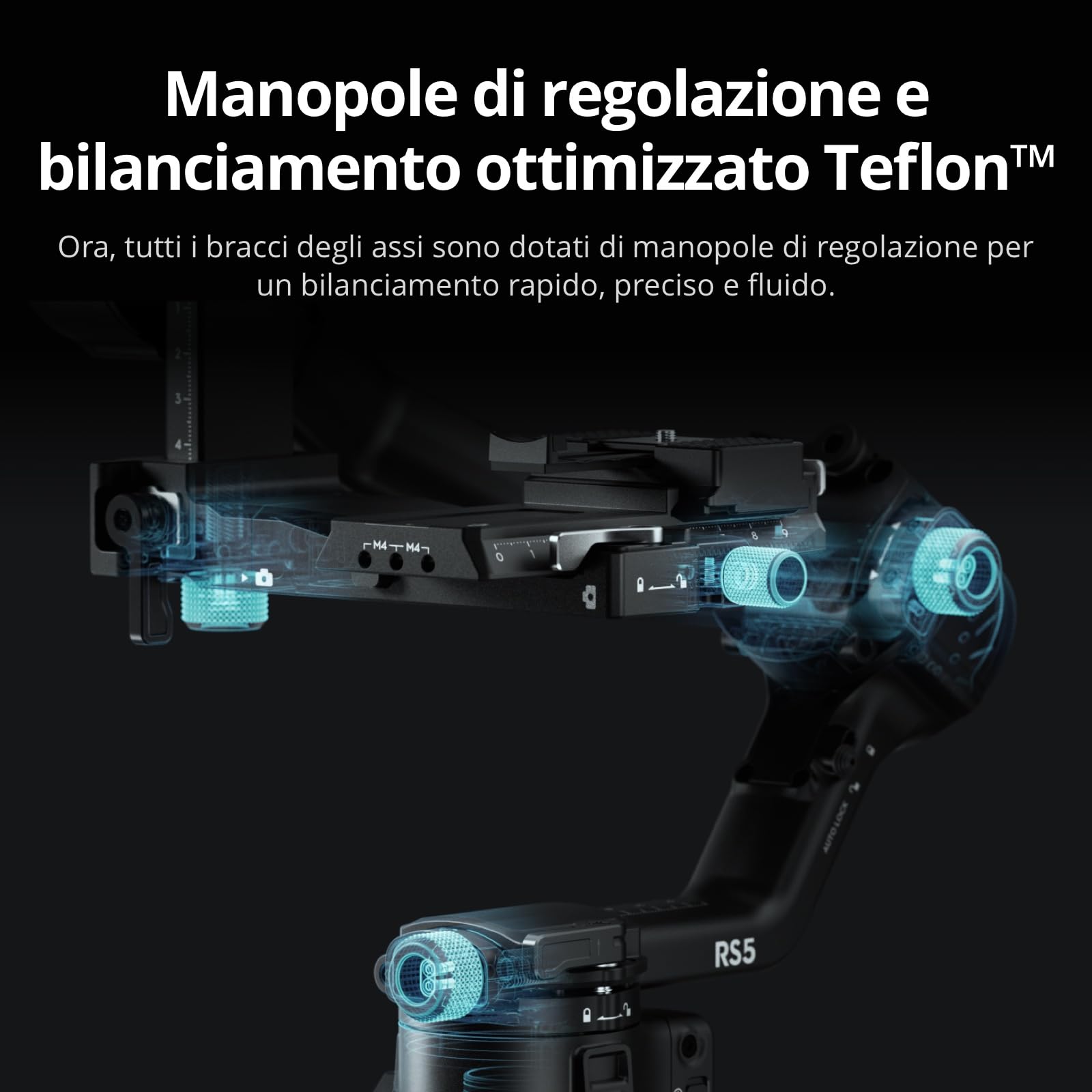 DJI RS 5 Combo, stabilizzatore per fotocamera Canon/Sony/Nikon/Fujifilm, tracciamento intelligente, impugnatura elettronica a valigetta, manopole di regolazione fine, nuovo indicatore dell'asse Z