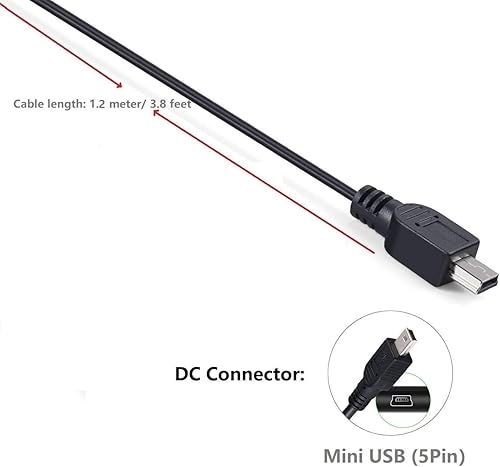 Miniatura 3 de Adaptador de CC 5 V mini cable USB adaptador de CA CC mini 5 pines cable CC 5 voltios con cable de 39ft  38 pies para disco duro portátil MP3 MP4