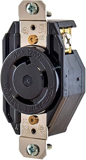 Hubbell-Wiring L530R Screw Mount Locking Receptacle 30 Amp 125 Volt AC 1-Phase NEMA L5-30R Black