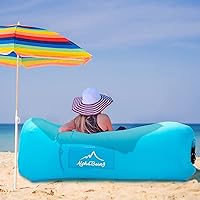 Vista 3 de AlphaBeing Tumbona inflable, sofá inflable portátil de malla, hamaca de aire hueca, silla de aire antifugas para acampar al aire libre, playa, viajes