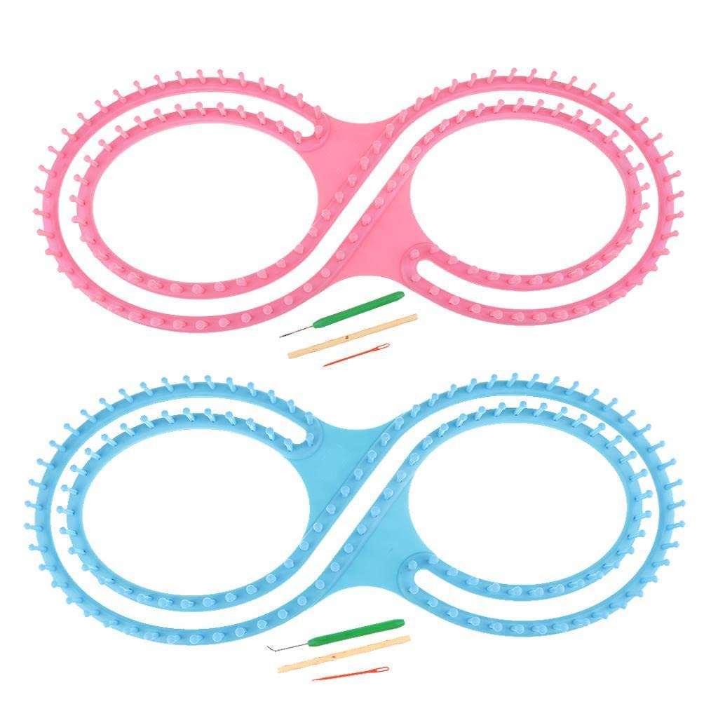 Kit de Tricotin Comprend Planche à Tricoter Métier à Tisser en Plastique Aiguilles Crochet Tube Creux Conçu pour La Création D'Écharpes Bonnets Châles, Rose