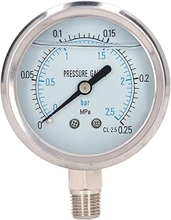 Mechanical Pressure Gauge 1/4 Inch NPT Thread 0-2.5bar / 4bar 60mm Diameter Circular Dial Lower Mount Pressure Gauge for Water Air Oil(0-0.25mpa)