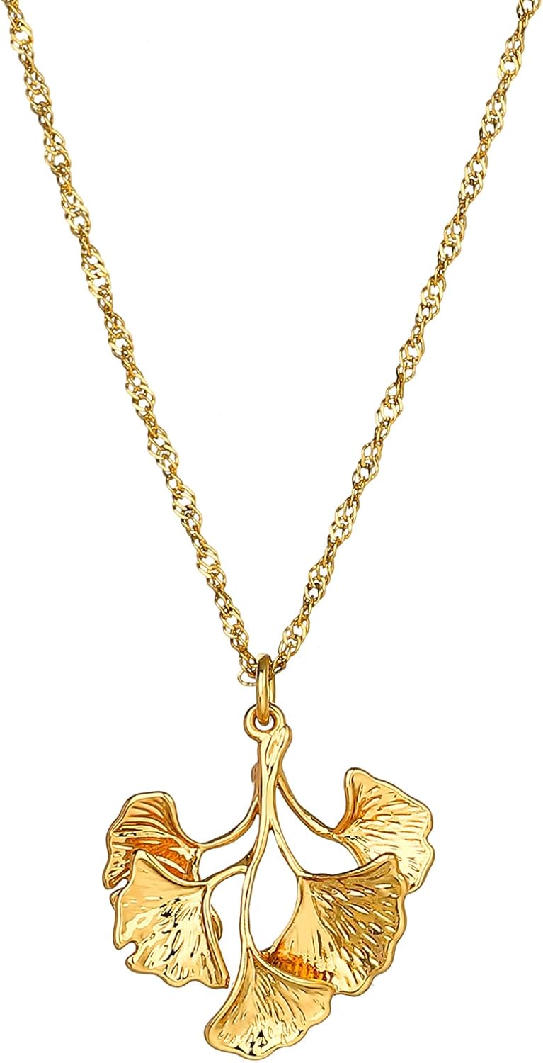 Sylph Gold Necklaces for Women, Infinity/Butterfly/Starburst/Snowflake/Ginkgo Leaf/Flower/Starfish/Four Leaf Clover/Snake Pendant Jewelry Gifts for Birthday