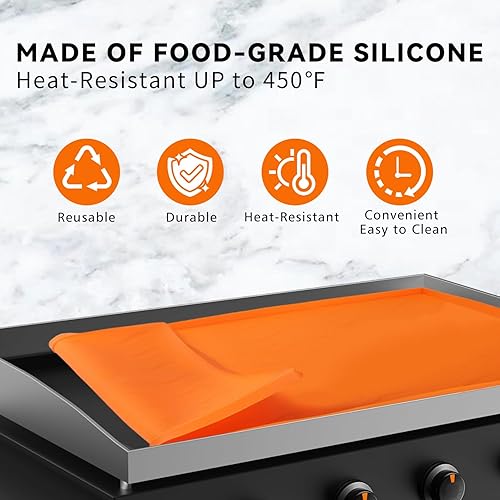 Miniatura 7 de Funda de parrilla Blackstone de 22 pulgadas, cubierta de silicona Blackstone, alfombrilla de parrilla de Blackstone, 100% silicona protectora para