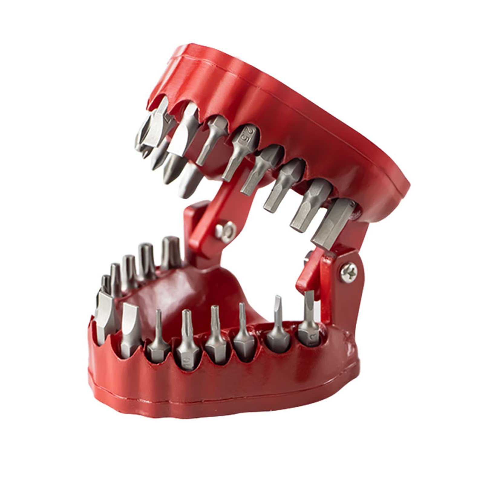 Denture Drill Bit Holder, Bit Organizer Denture Model Holds Up To 28 Bits Screwdriver Fits 1/4 Inch Hex Bit and Drive Bit Adapter