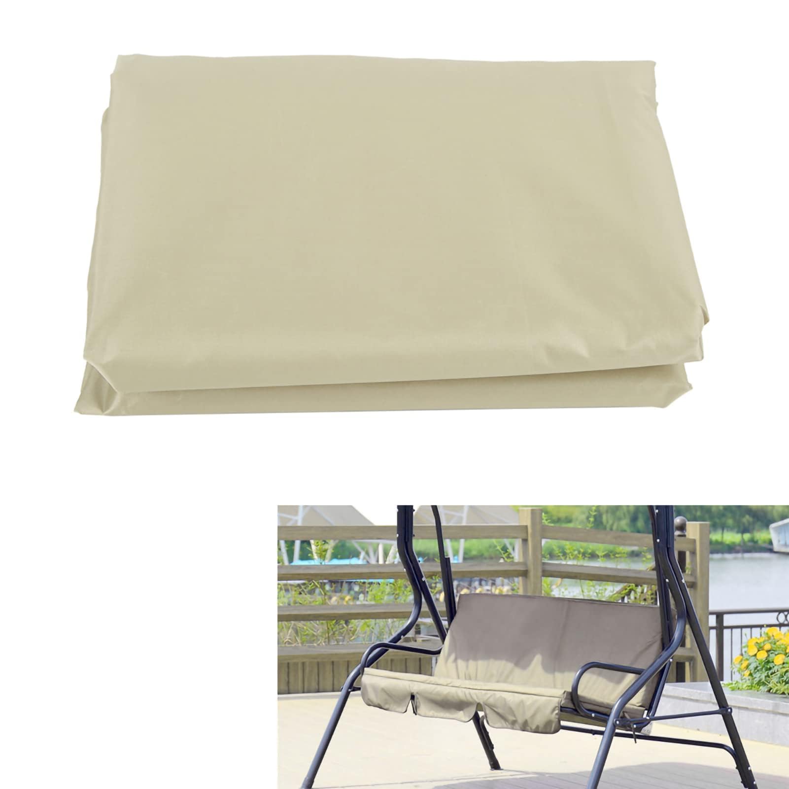 Headerbs Funda de Cojín para Asiento de Columpio, Jardín, Patio, Exterior, Impermeable, Tafetán de Poliéster, Tres Plazas, Silla Columpio, Hamaca, Funda de Cojín 59,1 X 19,7 X 3,9