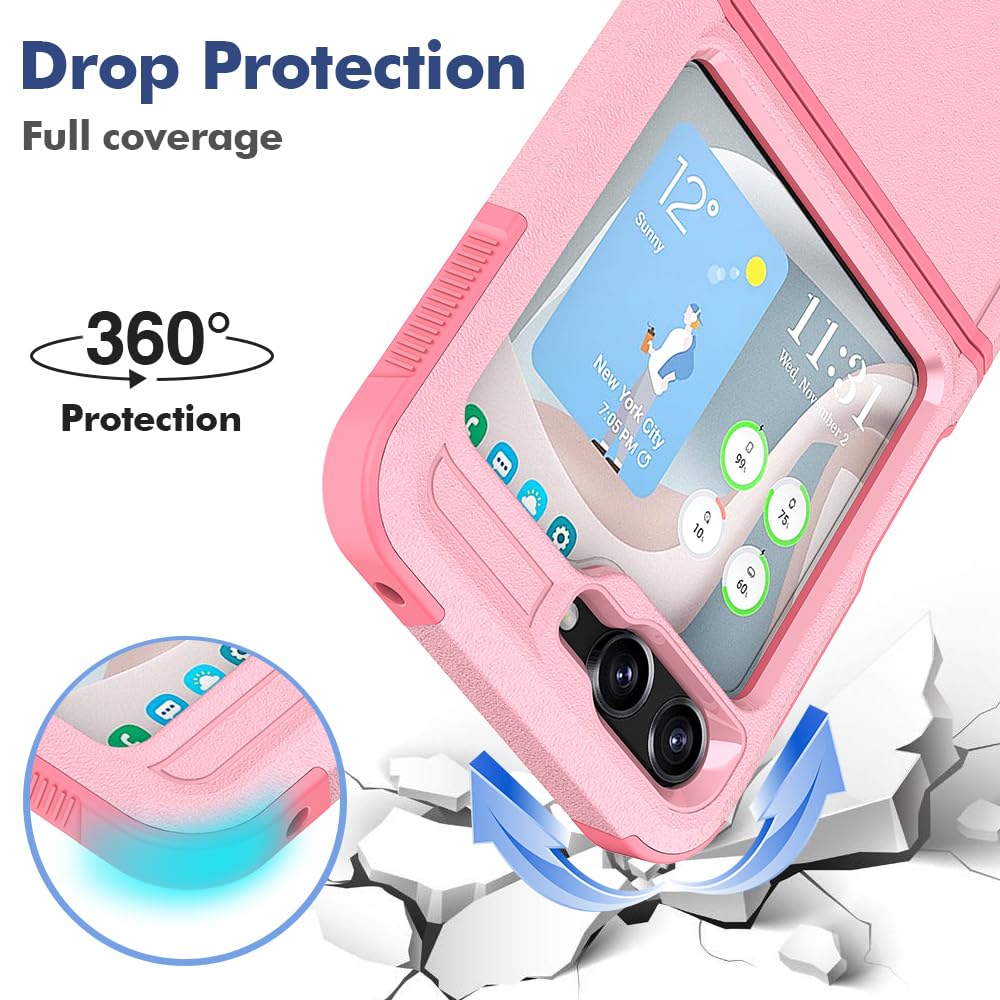 WOGROO Galaxy Z Flip 5 Case, Samsung Z Flip 5 Case, Shockproof, Strong and Durable Phone Protective Case for Samsung Galaxy Z Flip 5 5G, Pink