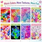 SJZWSD 5 Boîtes Bracelet de fabrication Kit Perles de poney, 6x9mm Perles de Kandi Rave & Perles de cheveux ensemble avec UV Changement de couleur, Glow-in-Dark, Chrome & Lettres Alphabet pour les bijoux d'amitié DIY Artisans et artisans