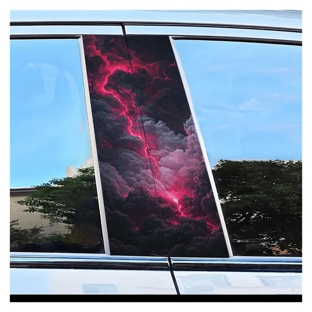 Decorative Items 2pcs Car Door Pillar Decoration Sticker Thundercloud Lightning Scratch Protection
