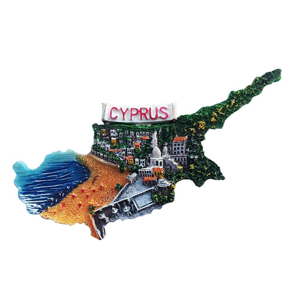 Wedarego Cyprus 3D Map Souvenir Fridge Magnet Gift,Handmade Home & Kitchen Decoration Refrigerator Magnet Collection