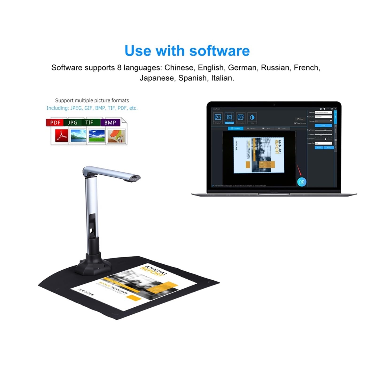Scanner portatile for fotocamera for libri e documenti BK52, scanner ad alta velocità USB 2.0 formato A3 HD da 10 megapixel con luce LED per Studio Commerciale