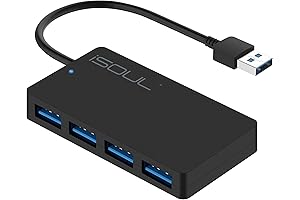 4-Port USB 3.0 Adapter Hub with 0.6ft Extended Data Cable, Ultra Slim...