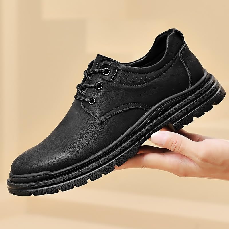 Men's Dress Shoes Business Oxford Shoes Low-top Lace-up flat Round Toe Non-slip Comfortable Breathable wear-resistant All-match Rubber Shoes for Men
