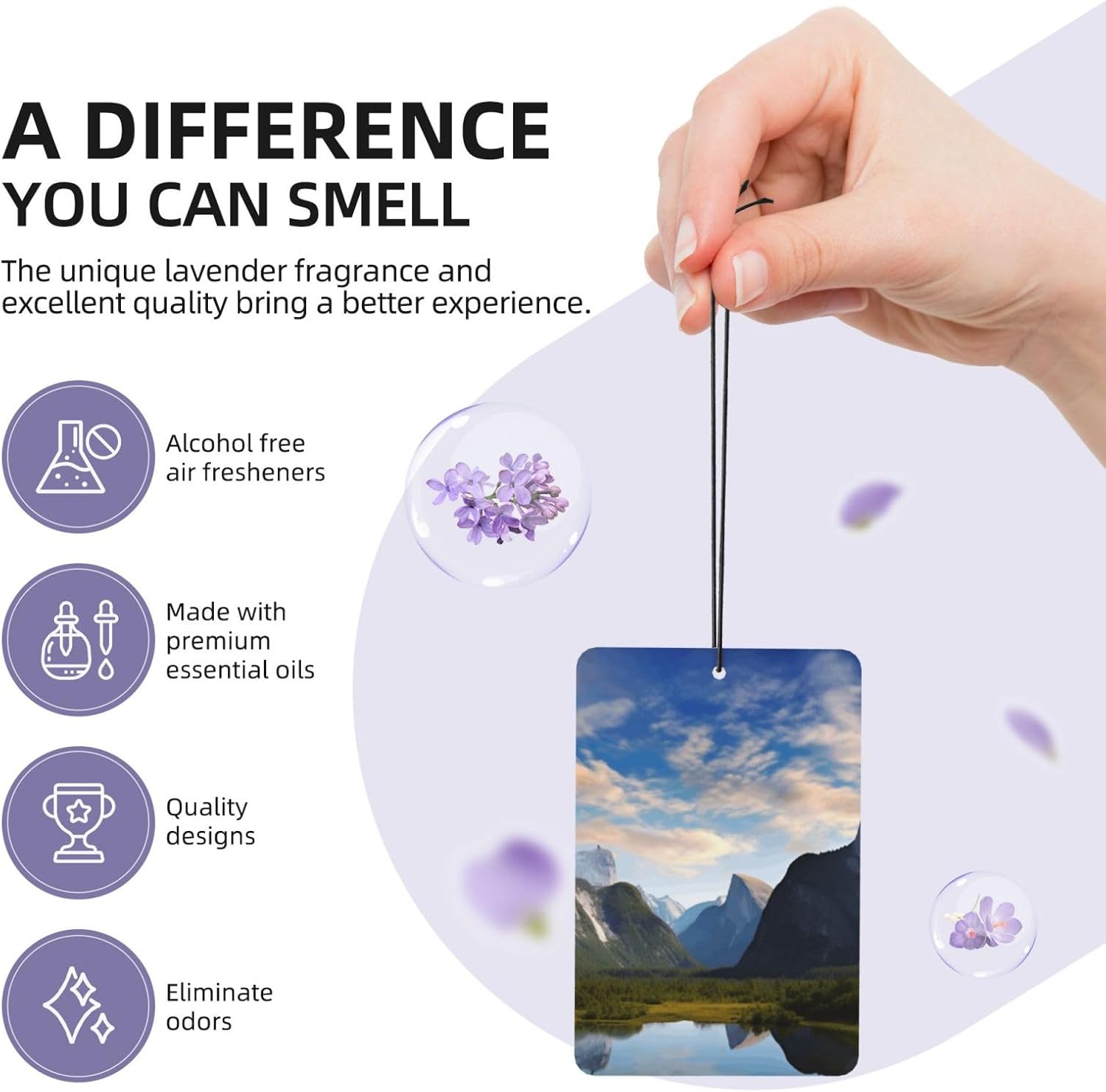 Car Air Freshener 24 PCS National Park Hanging Car Air Fresheners Auto Interior Decor Card Freshener Strong Scented Card Lavender Cars Scents for Office Bedroom Close Drawer Rectangle