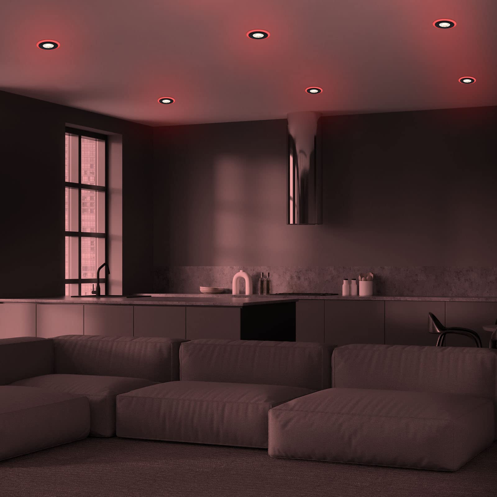 Briloner - Juego de 3 lámparas empotradas en el techo LED, anillo de luz LED RGB CCT, LED plano empotrado, foco de baño empotrado, foco de baño empotrado IP44, negro, 84x34 mm (DxH)